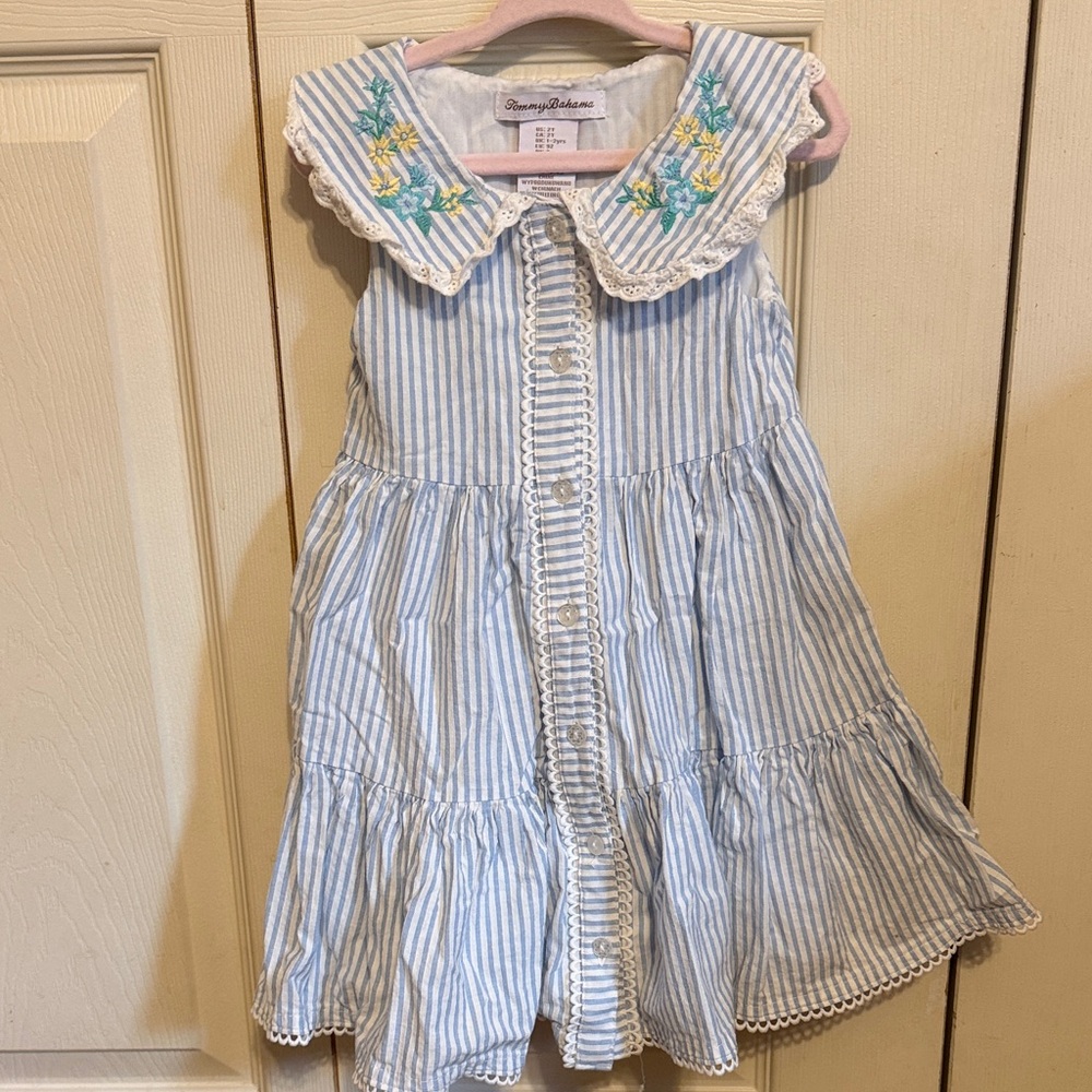 Tommy Bahama Blue and White Striped Kids Dress